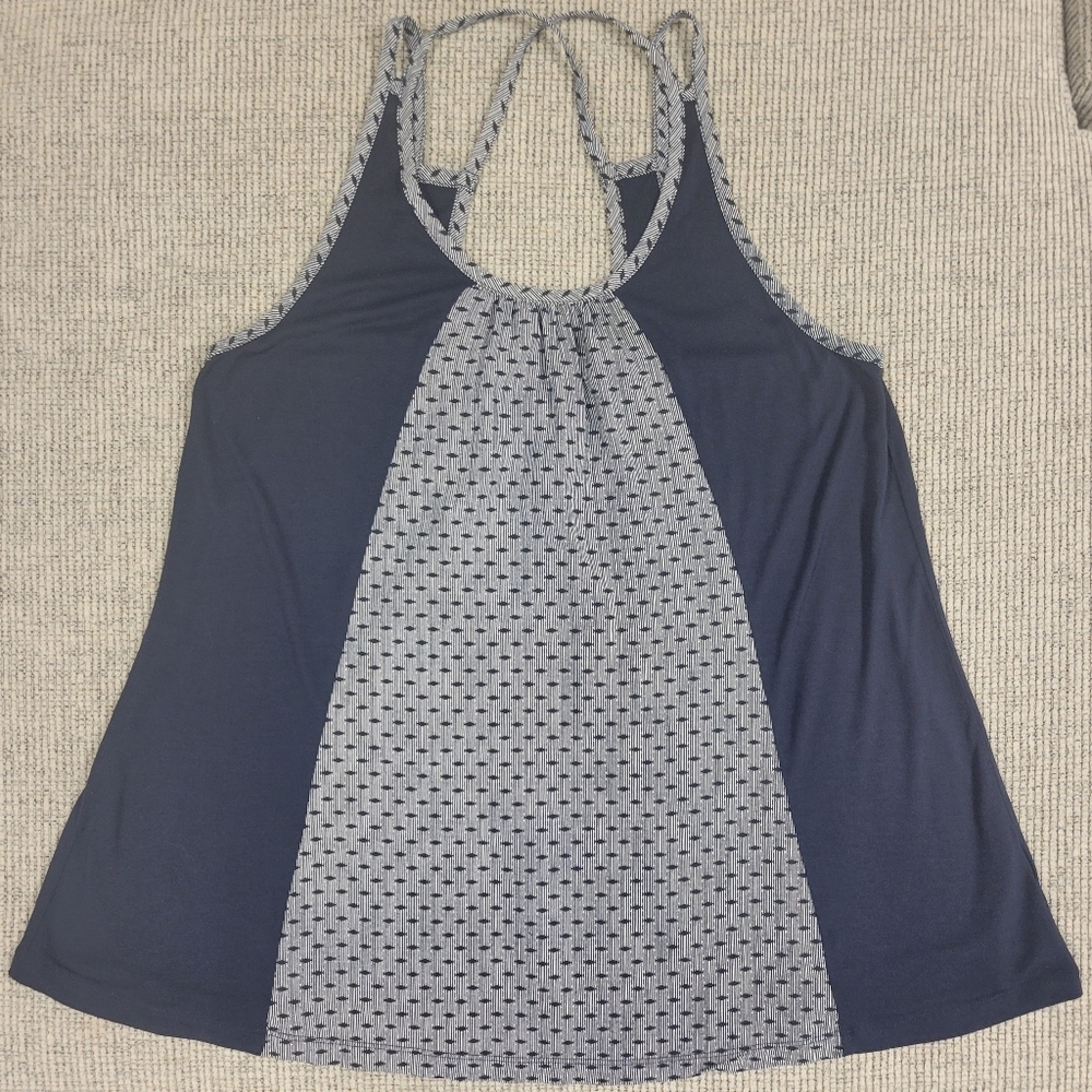 CAbi Navy Blue & White Cross Strap Tank Top Style# 5202 Womens Size XS X-Small